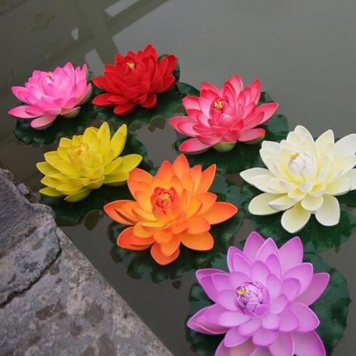Artificial Lotus Flower Fake Floating Water Lily Garden Pond Fish Tank Decor
