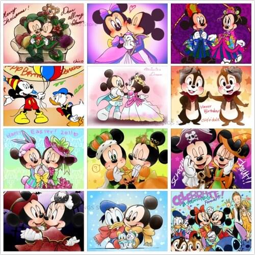Disney Cartoon Movies 5d Diy Diamond Painting Mickey Minnie Diamond Mosaic Embroidery Cross Stitch Full Drill Home Decor Gift
