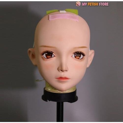 KM1111)Handmade Cute Female/Girl Resin Half Head Cosplay Japanese Anime Role Play Lolita Kigurumi Mask Crossdresser Doll