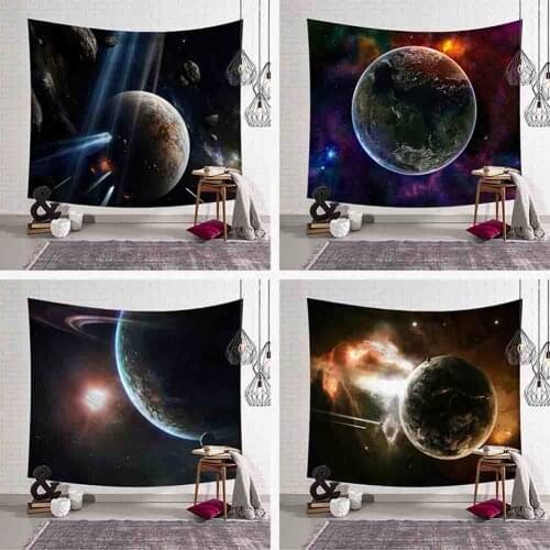 Beautiful Space Scenic Tapestry Moon Earth Hanging Wall Picture Night Scenery Beach Towel Nature Tenture Mural Polyester Carpet