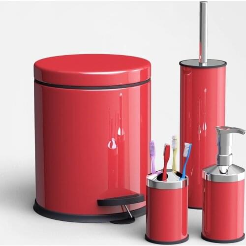 Toilet Set Dustbin Brush Soap Toothbrush Holder 3Lt Trash Garbage Rubbish Bin Bucket Stainless Toilets Bathroom Wc Accessories