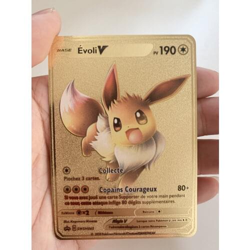 Newest Pokemon Vmax V Shiny Gold Ibrahimovic Metal Card Game Tag Team Fighting Order Series Child Christmas Gift