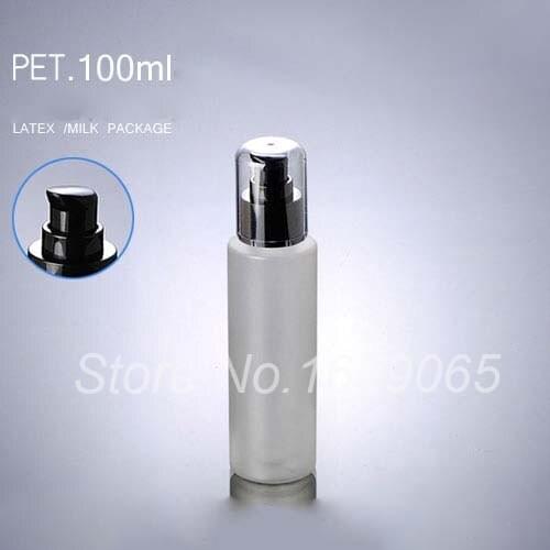 NEW 100ml PET press pump bottle w black Lid f serum/lotion/emulsion/gel/essence cosmetic packing Refillable Bottles