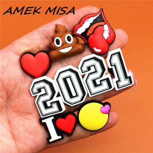 Original PVC Shoe Buckle Accessories Funny Digital/Heart Shaped/Feces Shoes Decoration Jibz for Croc Charms Bracelets Kids Gifts