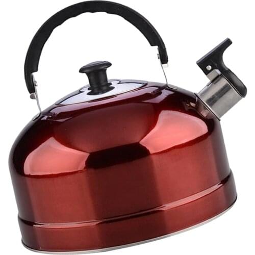 Outdoor Camping Stainless Steel Whistling Kettle Kitchen Tea Pot Red 4L