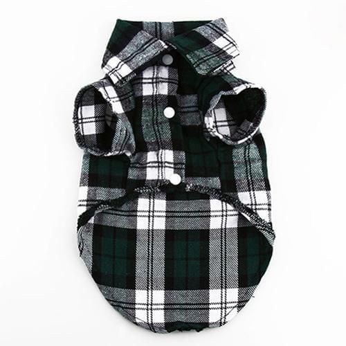 Small Pet Dog Plaid Shirt Lapel Coat Jacket Clothes Costume