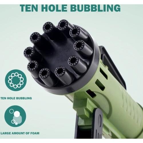 Gatling Bubble Gun 10 Hole Electric Bubble Machine One Machine Summer Fan Automatically Blows Bubbles Multi-Function Children