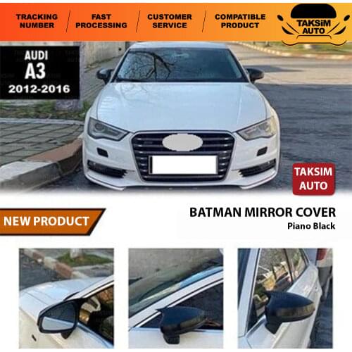 Right and Left) For Audi A3 Bat Mirror Cover Piano Black Abs 2012-2016 From Quality Product Full Harmony 1 Suit 2 Piece