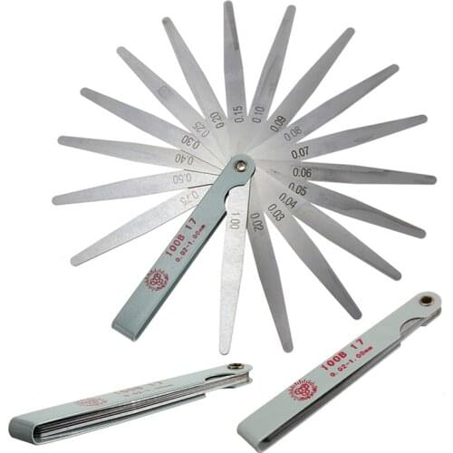 0.02 To 1mm 17 Blade Thickness Gap Metric Filler Feeler Gauge Measure Tool For Feeler Gauge Valve Shim Use Hand Tool Sets