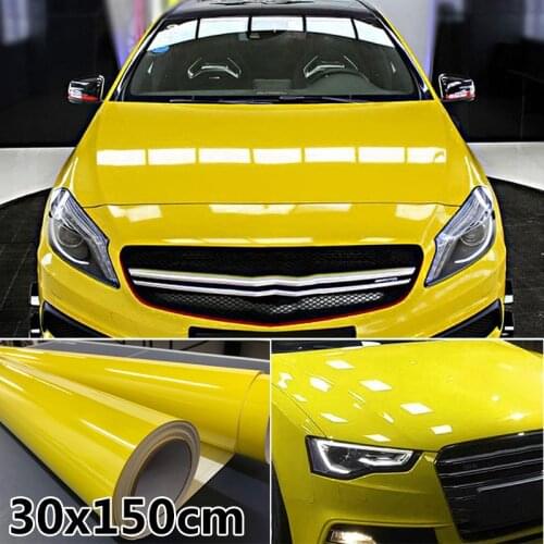 Exterior Car Sticker Gloss Yellow Wrap UV Resistant Vinyl Film Covering