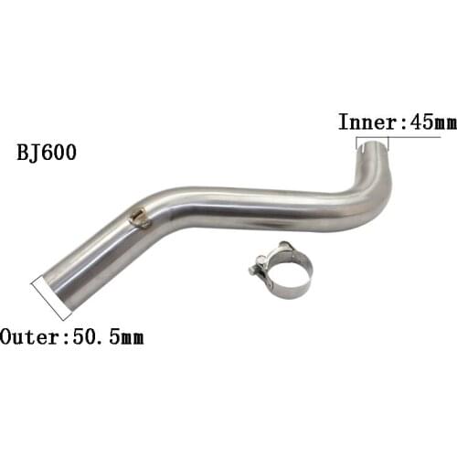 Outer 50.5mm Inner 45mm BJ600 Modified Motorcycle Exhaust Pipe Muffler Escape Connecting Pipe Front Link Pipe Moto Mid Pipe