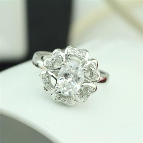 Female Girls Geometric Ring 925 Silver colorFilled & Rose Gold Ring Promise Wedding Engagement Rings For Women Best Gifts C53