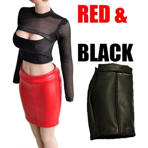 1/6 Female Clothes Model PU Leather Woman Stretch Tight Skirt Short Skirt Fit Female 12" Action Figure