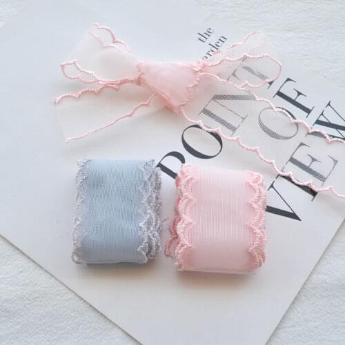 1Roll 3.8cm*500cm Wavy mesh lace fabric DIY bowknot Decoration Babys headwear Accessories wholesale