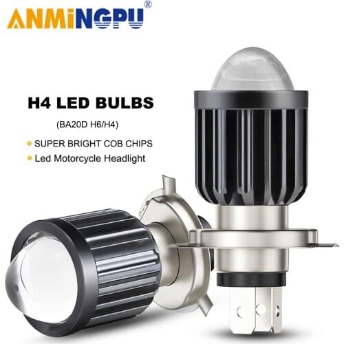 ANMINGPU 1X Motorcycle Headlight Bulbs Led H4 BA20D LED H6 Canbus Bulbs COB Chips Hi Low Beam Moto LED Head Lamp 6000K 3000K 12V