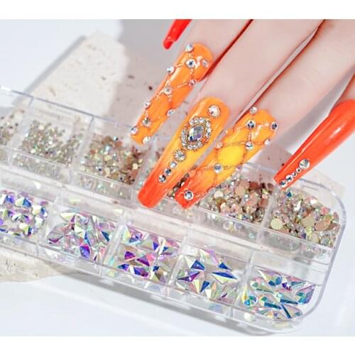 1200pcs Mix Sizes Glass Crystal Non Hot Fix Rhinestone Set Flatback Crystal Nail Rhinestones Diamond For DIY Decorations B3900