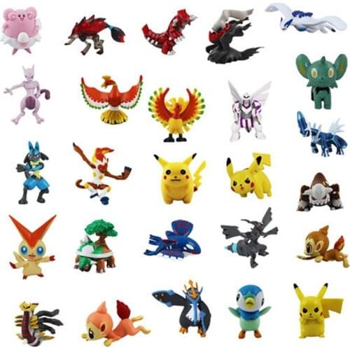 24/48/72/96/120/144Pcs/Sets Anime Toy PVC Minicraft Figures Dolls Pikachu Anime Pocket Monster Pokemon Dolls Free Gift Stickers