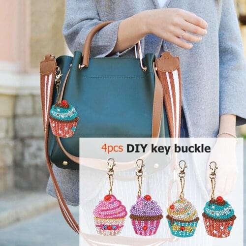 4pcs 5D diamond painting Cupcake DIY keychain diamond bag pendant jewelry mosaic home decoration pattern handmade gift