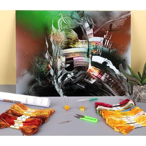 Abstract The Process Of Mutation Printed Fabric 11CT Cross-Stitch Set DIY Embroidery DMC Threads Handicraft Craft Stamped