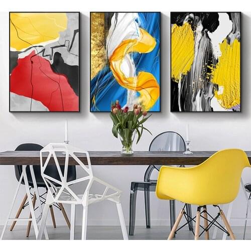 AHPAINTING Abstract Art Simple Nordic Canvas Painting Color Block Paintings Wall Art Print on Canvas Picture Home Decor No Frame