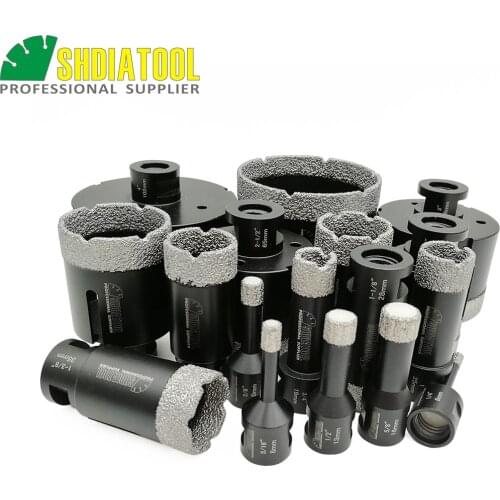 SHDIATOOL 1pc 5/8-11 Thread Vacuum Brazed Diamond Dry Drilling Core Bit Hole Saw Porcelain Drilling Bit Granite Marble Drill Bit