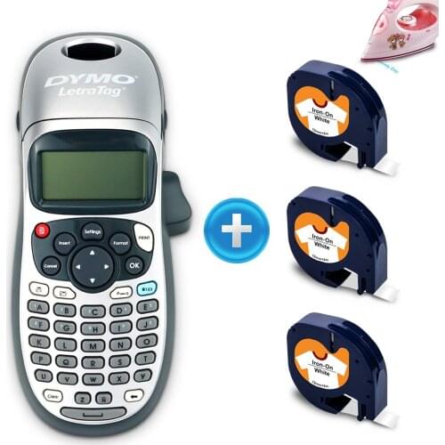 Dymo LetraTag LT-100H Label Maker Handheld Label Printer with 18769 Fabric Iron on Label Tape for Dymo LT Tape Ironing Label