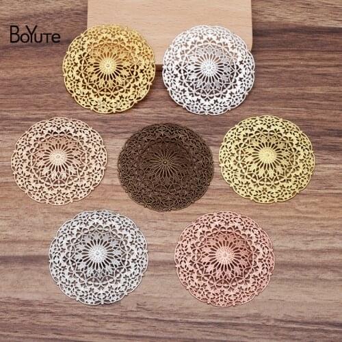BoYuTe (10 Pieces/Lot) 55MM Big Metal Brass Filigree Arched Flower Cap Findings Diy Jewelry Making Hand Made Materials