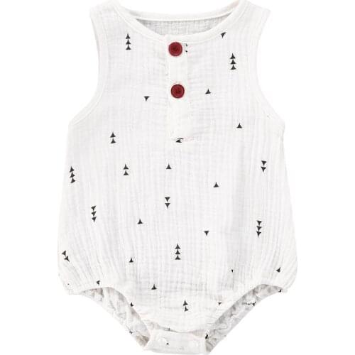 0-18M Newborn Baby Boy Girl Cactus Romper Sleeveless Button Jumpsuit Newborn Baby Boy Girl Cotton Linen One-piece Outfits 0-18M