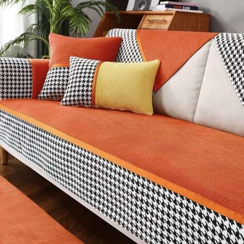Sofa Covers for Living Room Gray Color Plush Sofa Cushion Couch Cover Modern Minimalist Corner Sofa Towel Seat Pad