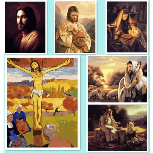 Diy digital oil painting by numbers paint drawing coloring by number canvas hand painted modular picture wall decor Jesus DY610