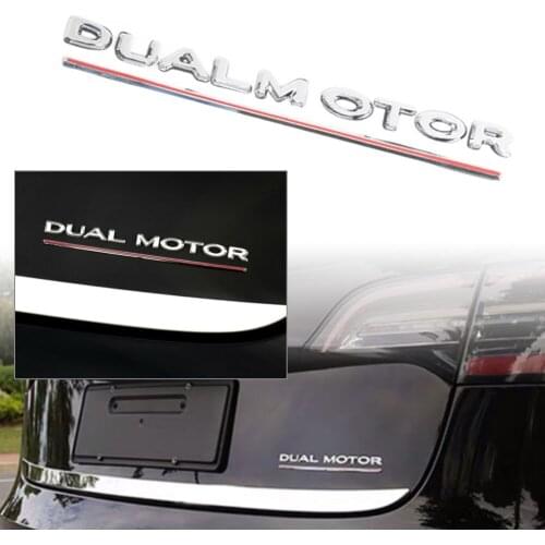 For Tesla Model 3 Car Accessories ABS Rear Trunk Sticker Chrome "Dual Motor " 3D Emblems Decoration Stickers Decals Stickers