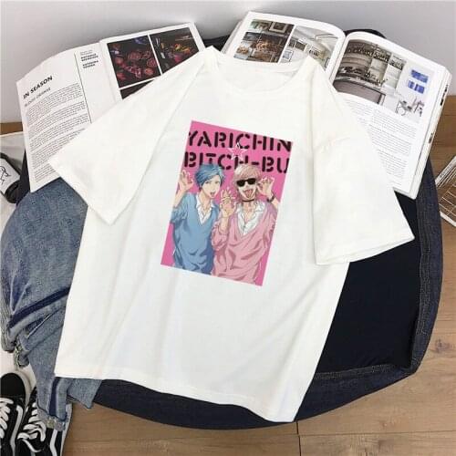Womens T-Shirt Clothing Yarichin Club T Shirt Harajuku Casual Short Sleeve Hip-hop Oversized T Shirt Ulzzang Tops Anime T-shirt