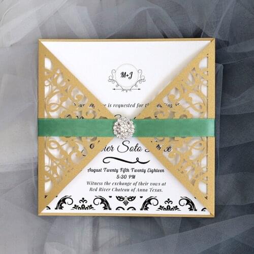 Exquisite Square Invitation Card With Envelope Ribbons Wedding Business Festival Party Invite Supplies Gifts For Guests Thanks