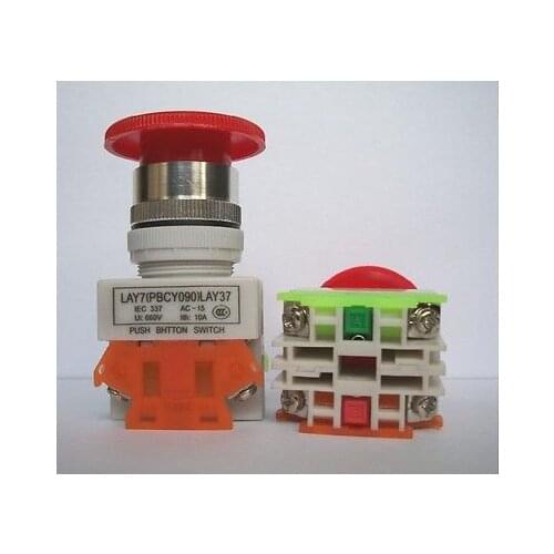 2PCS 10A CNC Emergency Stop Mushroom Pushbutton Switch