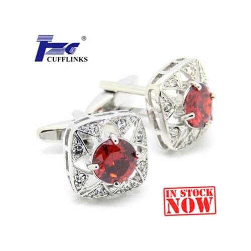 Red Stone Cufflink Cuff Link 2 Pairs Free Shipping Promotion