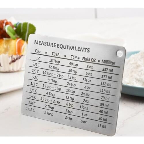 Kitchen Magnetic Stainless Steel Scale Plate Measuring Cup Spoon Unit Conversion Table Cooking Baking Scale Conversion Chart