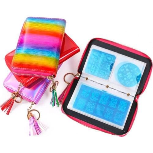 Square Nail Template Organizer Sort Up Printing Molds Mini Manicure Plate Organizer Empty Bag Storage Bag for Female