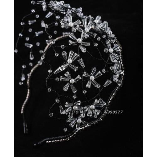 Fashion Hairband Crystal Wide Hairnet Niche Brands Handmade Haute Couture Wide Hairband