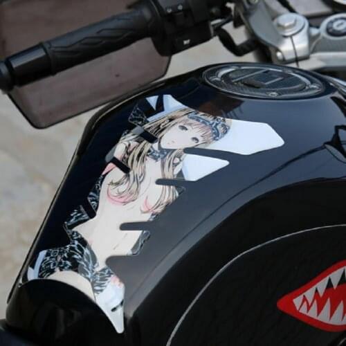 Motorcycle Anime Bishoujo Decal Oil Box Protector Fishbone Pad Fuel Tank Sticker