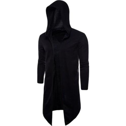 Men Gothic Style Hooded Sweatshirts With Black Gown Hip Hop Mantle Hoodies Fashion Jacket long Sleeves Cloak Mans Coats