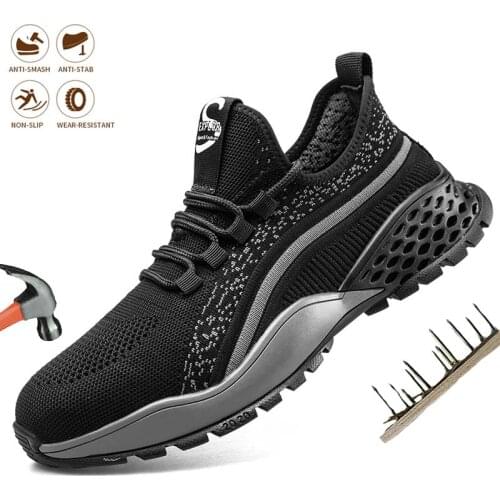 Men Fashion Safety Work Shoes Indestructible Steel Toe Cap Boot Anti-puncture Comfortable Breathable Protection Outdoor Sneaker