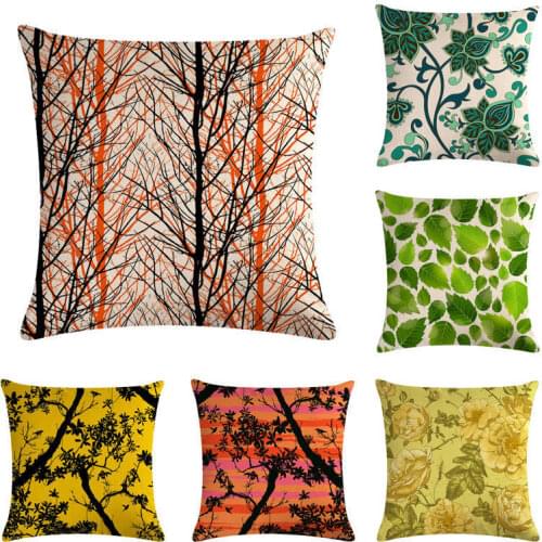 Art Tree Cushion Cover Leaves Pillow Cases Wedding 45x45cm Cotton Linen Throw Pillow Cover Printed Home Sofa Decor