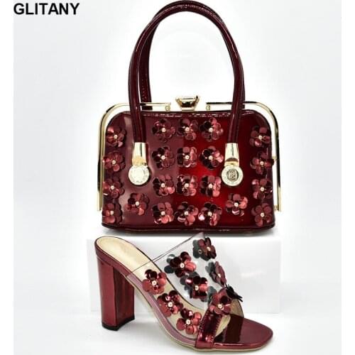 New African Wedding Italian Shoe and Bag Sets Metal Decoration Shoe and Bag Set for Party In Women Woman Shoes 2020 Spring Party