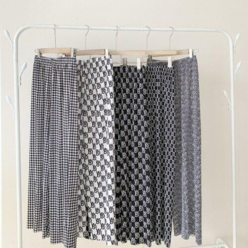 Casual Vintage Trousers Women Summer 2021 Korean Fashion Streetwear Houndstooth Letter Printed High Waist Wide Leg Pant B380