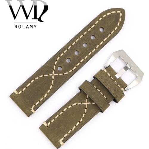 Rolamy 20 22 24 26mm Green Thick Strap Watch Band For Tag CARRERA Omega Montblanc Panerai Daytona Submariner Tissot