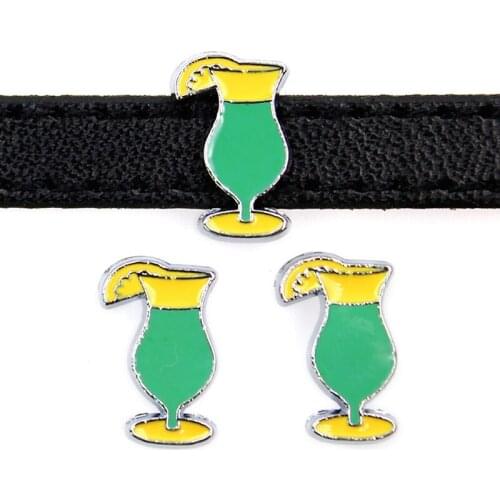 8mm CocktailCup Slide Charms Flat Hole Enamel Beads Keeper Fit 8mm Stainless Steel Mesh Bracelets DIY Jewelry Making
