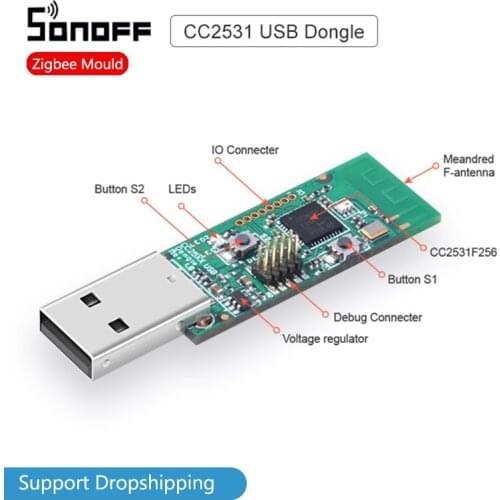 1-100pcs SONOFF Zigbee CC2531 USB Dongle Sniffer Bare Board Packet Protocol Analyzer Module USB Interface Dongle Capture Packet