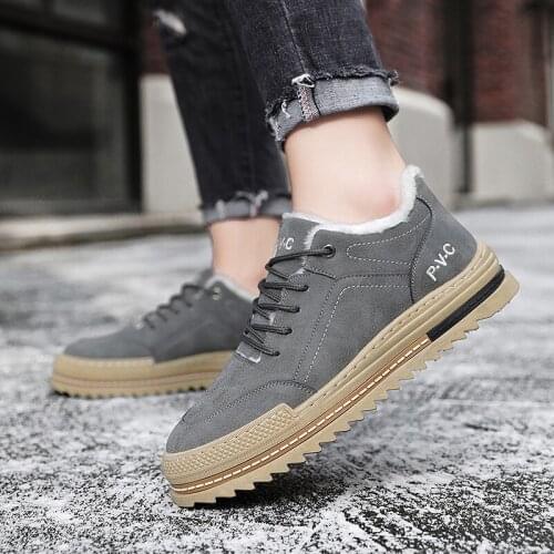 ZEEKSON Winter Warm Casual Shoes Mens Trend Student Men Plus Velvet Shoes Outdoor Sports Comfortable Non-slip Flat Shoes