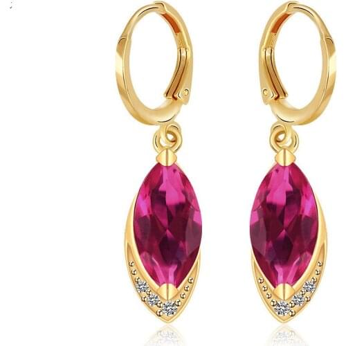 Waterdrop Dangling Earrings Yellow Gold Filled Elegant Womens Earrings