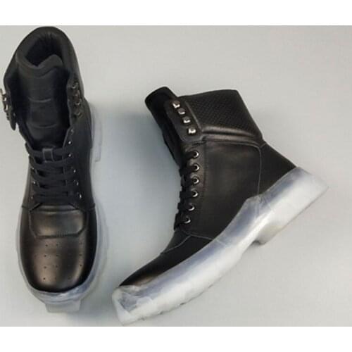 High Top Men Shoes Platform Winter Lace Up Natural Leather Boots Fashion Work Ankle Boots Luxury Sneakers Military Snow Boots